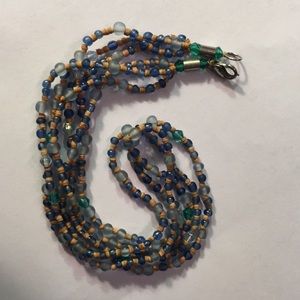 Beaded blue glass bead necklace
